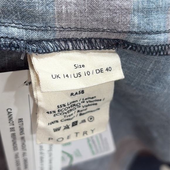 Poetry Abstract Brushstroke Button Down Linen Dress US 10 NEW - Picture 6 of 8